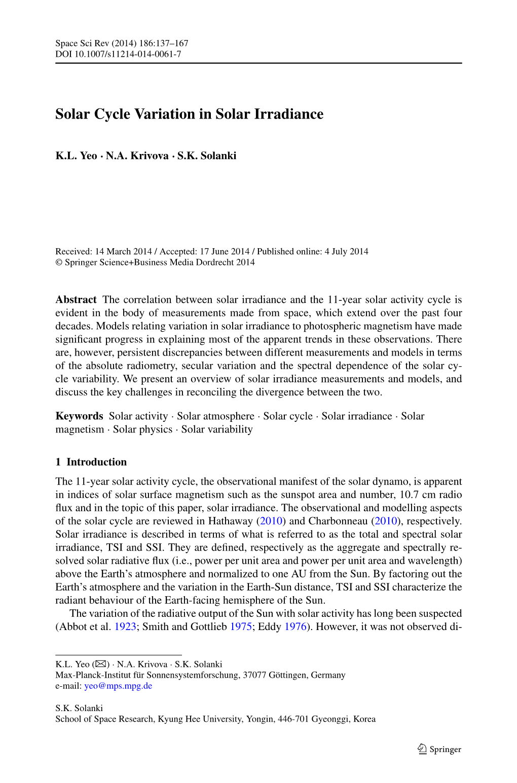 Solar Cycle Variation in Solar Irradiance