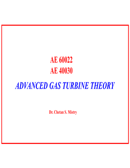 Advanced Gas Turbine Theory