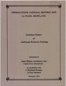 Î Thomas Stone National Historic Site La