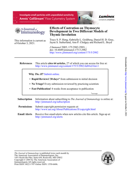 Thymic Involution Development in Two Different Models of Effects Of