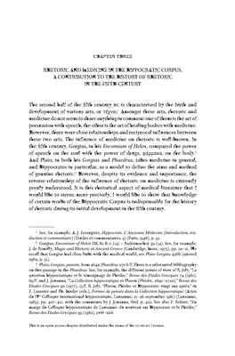RHETORIC and MEDICINE in the HIPPOCRATIC CORPUS. a CONTRIBUTION to the HISTORY of RHETORIC in the FIFTH CENTURY the Second Half