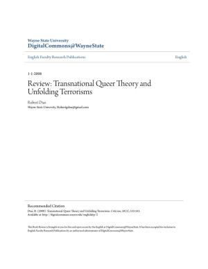 Review: Transnational Queer Theory and Unfolding Terrorisms Robert Diaz Wayne State University, Robertgdiaz@Gmail.Com