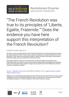 The French Revolution Was True to Its Principles Of