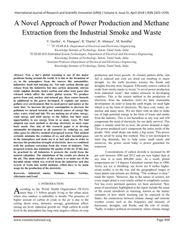 A Novel Approach of Power Production and Methane Extraction from the Industrial Smoke and Waste