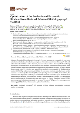 Optimization of the Production of Enzymatic Biodiesel from Residual Babassu Oil (Orbignya Sp.) Via RSM