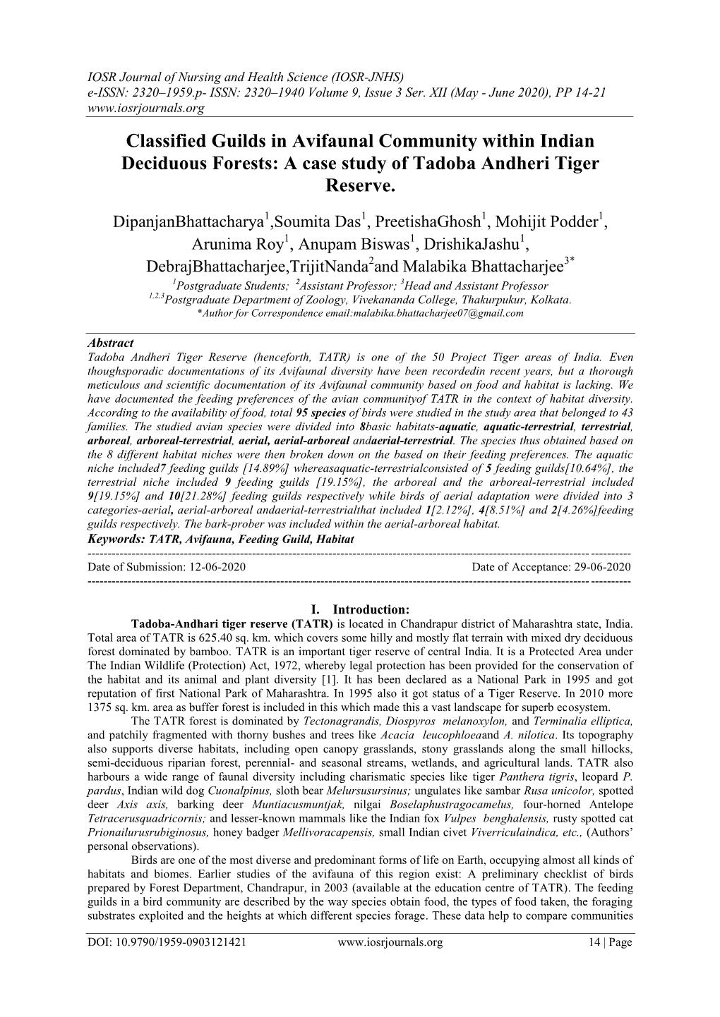 A Case Study of Tadoba Andheri Tiger Reserve