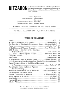 TABLE of CONTENTS Topics