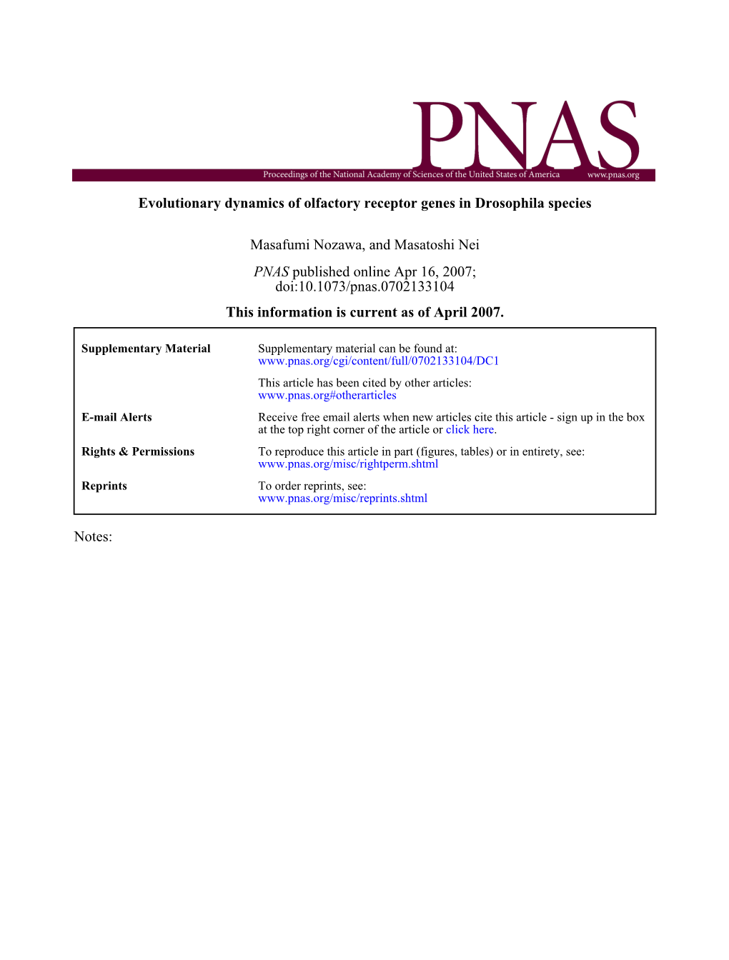 Evolutionary Dynamics of Olfactory Receptor Genes in Drosophila Species