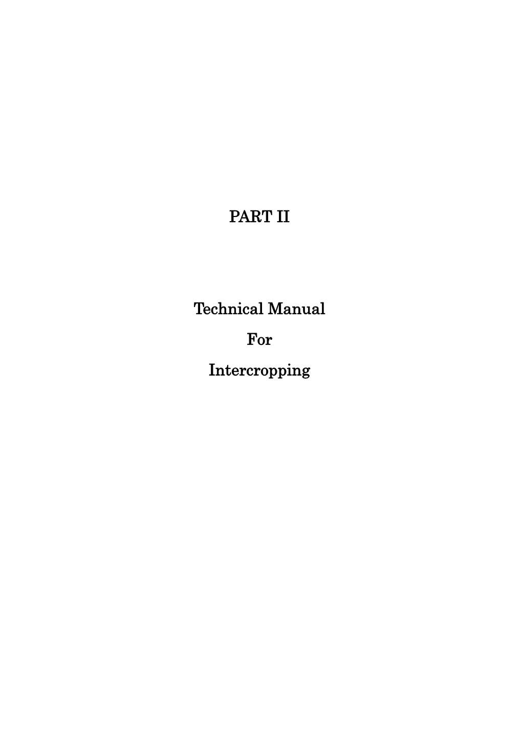 PART II Technical Manual for Intercropping