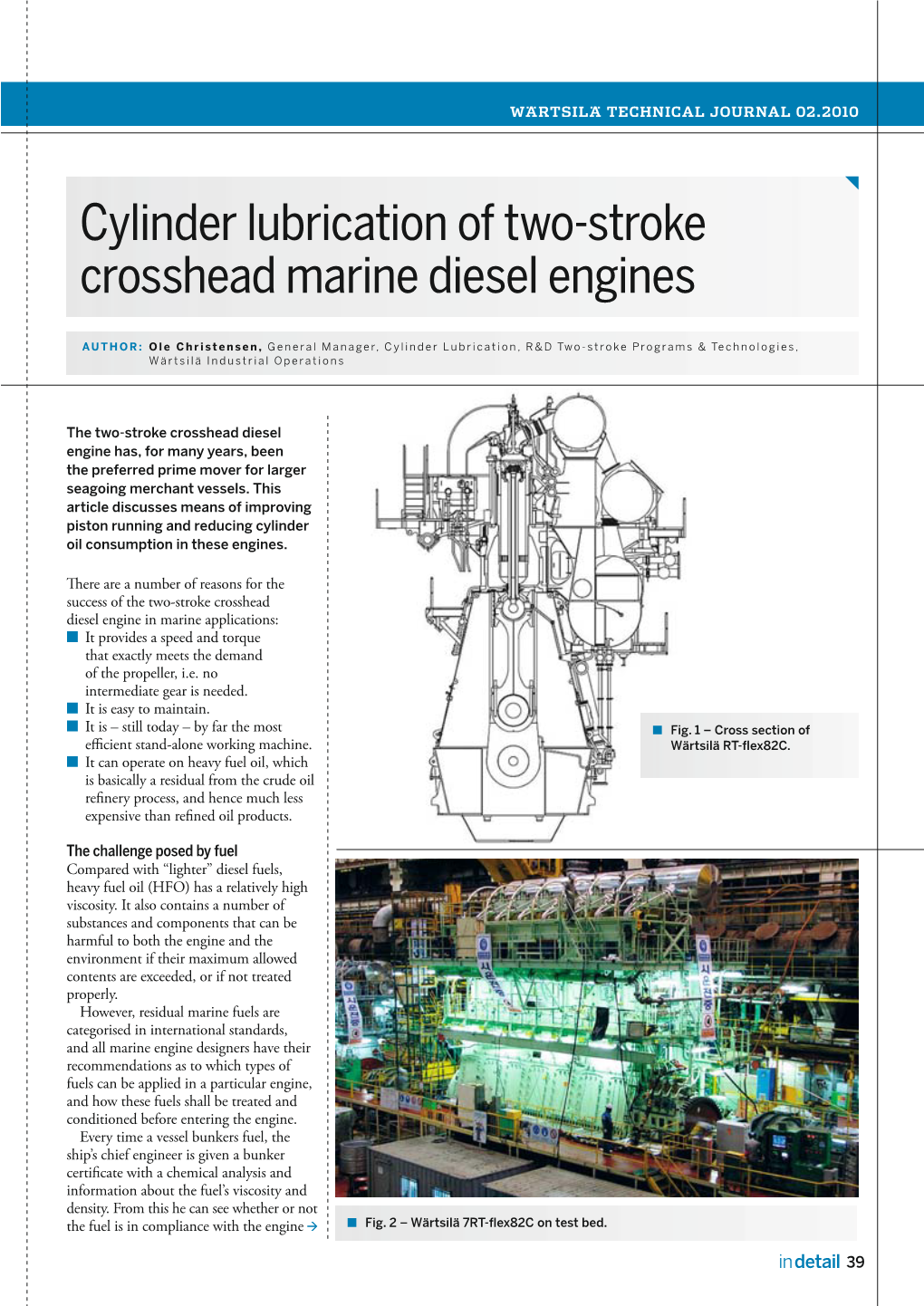 Cylinder Lubrication of Two-Stroke Crosshead Marine Diesel Engines