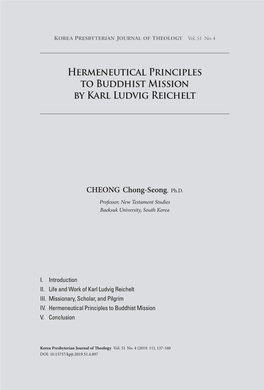 Hermeneutical Principles to Buddhist Mission by Karl Ludvig Reichelt