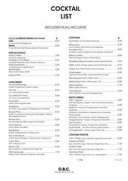 Cocktail List