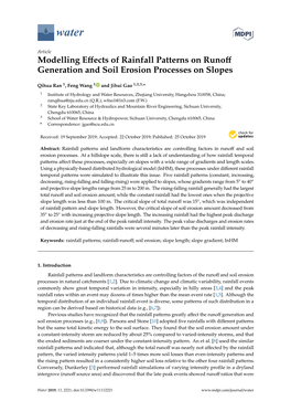 Modelling Effects of Rainfall Patterns on Runoff Generation and Soil