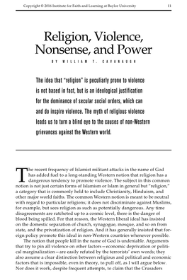 Religion, Violence, Nonsense, and Power by WILLIAM T