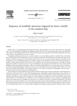 Sequence of Instability Processes Triggered by Heavy Rainfall in the Northern Italy