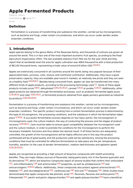 Apple Fermented Products Subjects: Others Submitted By: Raquel P