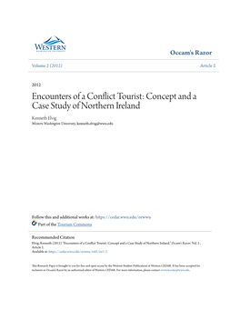 Encounters of a Conflict Tourist: Concept and a Case Study of Northern Ireland Kenneth Elvig Western Washington University, Kenneth.Elvig@Wwu.Edu