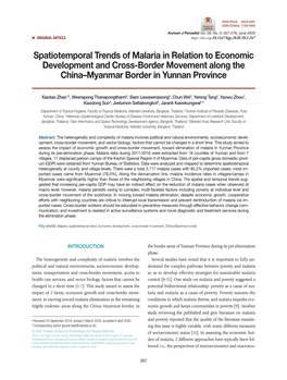 Spatiotemporal Trends of Malaria in Relation to Economic Development and Cross-Border Movement Along the China–Myanmar Border in Yunnan Province