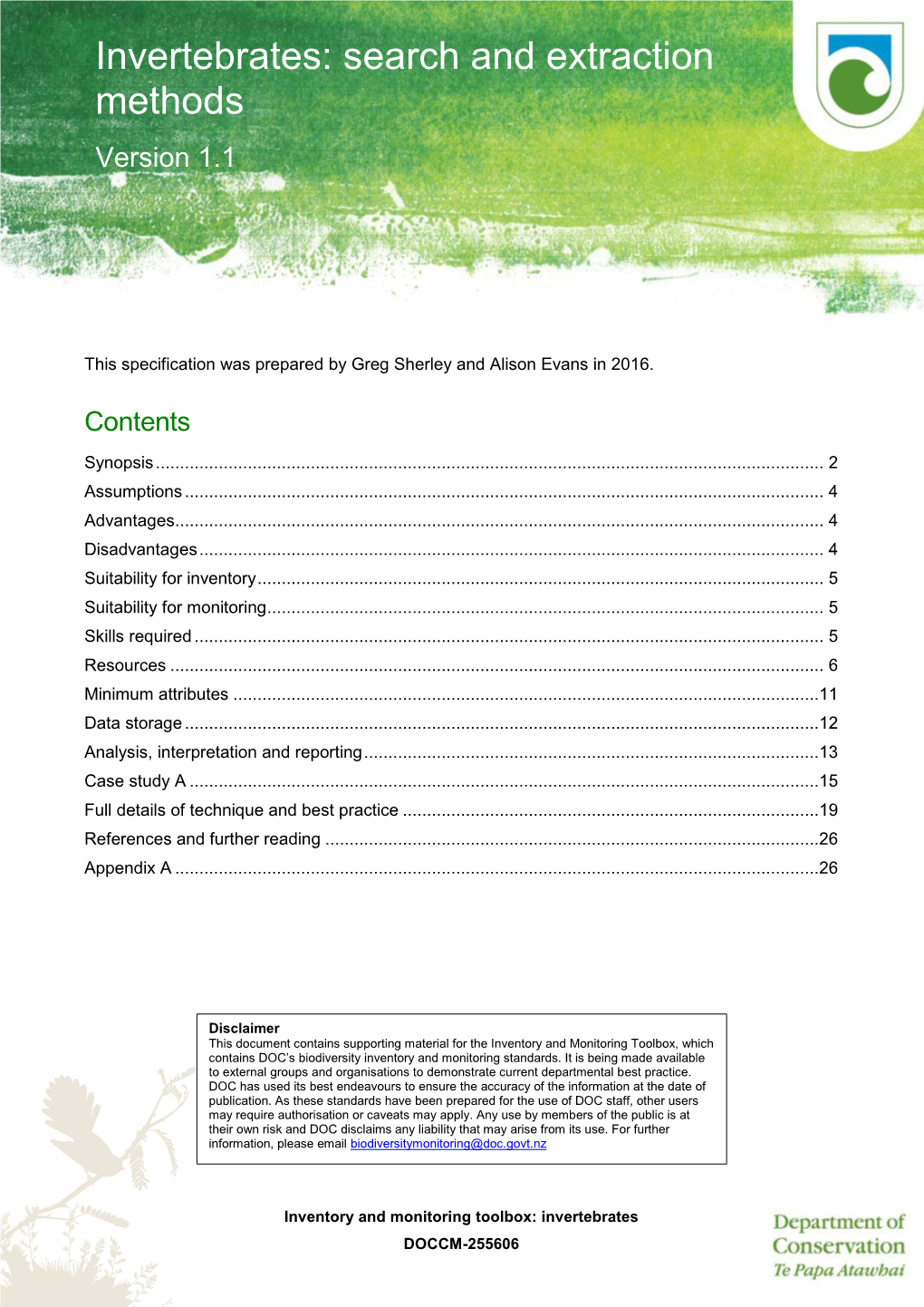 DOCCM-255606 Invertebrates: Search and Extraction Methods V1.1 2