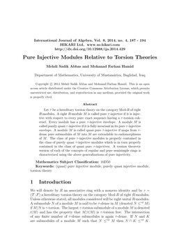 Pure Injective Modules Relative to Torsion Theories