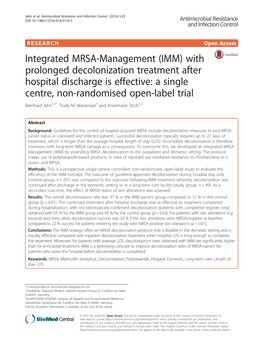 Integrated MRSA-Management (IMM) with Prolonged Decolonization