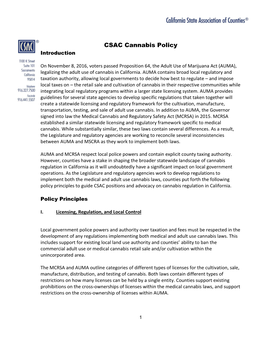 CSAC Cannabis Policy Introduction