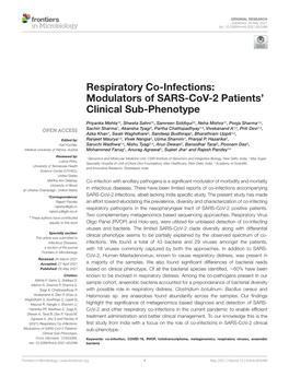 Respiratory Co-Infections: Modulators of SARS-Cov-2 Patients’ Clinical Sub-Phenotype