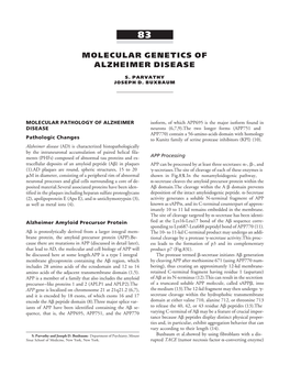 Molecular Genetics of Alzheimer Disease (PDF)