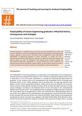 Employability of Iranian Engineering Graduates: Influential Factors, Consequences and Strategies