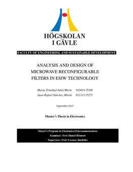Analysis and Design of Microwave Reconfigurable Filters in Esiw Technology