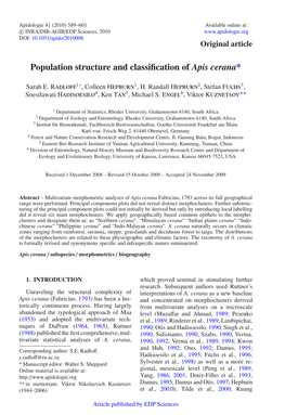Population Structure and Classification of Apis Cerana