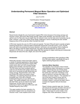 Understanding Permanent Magnet Motor Operation and Optimized Filter Solutions