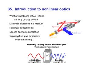 35. Introduction to Nonlinear Optics