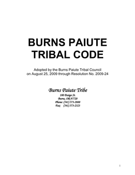 Burns Paiute Tribal Code