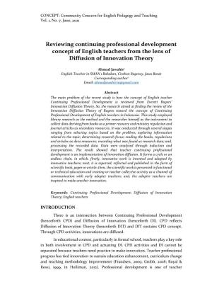 Reviewing Continuing Professional Development Concept of English Teachers from the Lens of Diffusion of Innovation Theory