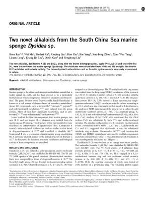 Two Novel Alkaloids from the South China Sea Marine Sponge Dysidea Sp
