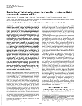 Regulation of Intestinal Uroguanylin/Guanylin Receptor-Mediated Responses by Mucosal Acidity