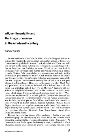 Wit, Sentimentality and the Image of Women in the Nineteenth Century