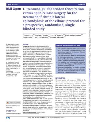 Ultrasound-Guided Tendon Fenestration Versus Open-Release Surgery for the Treatment of Chronic Lateral Epicondylosis of the Elbo