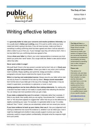 Writing Effective Letters