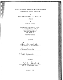 EFFECTS of SHINNERY OAK CONTROL with TEBUTHIURON on LESSER PRAIRIE-CHICKEN POPULATIONS by CRAIG DONALD OLAWSKY, B.S