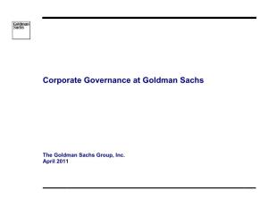 Corporate Governance at Goldman Sachs