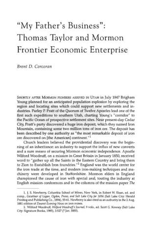 Thomas Taylor and Mormon Frontier Economic Enterprise