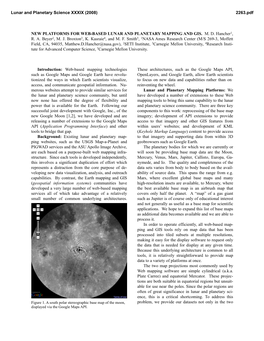 New Platforms for Web-Based Lunar and Planetary Mapping and Gis