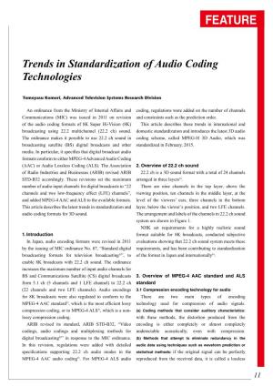 Trends in Standardization of Audio Coding Technologies