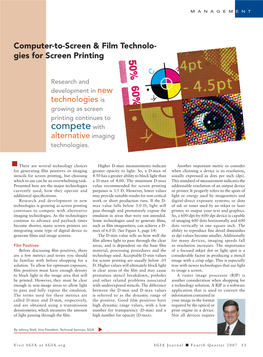 Computer-To-Screen & Film Technologies for Screen Printing