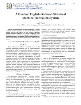 A Baseline English-Garhwali Statistical Machine Translation System