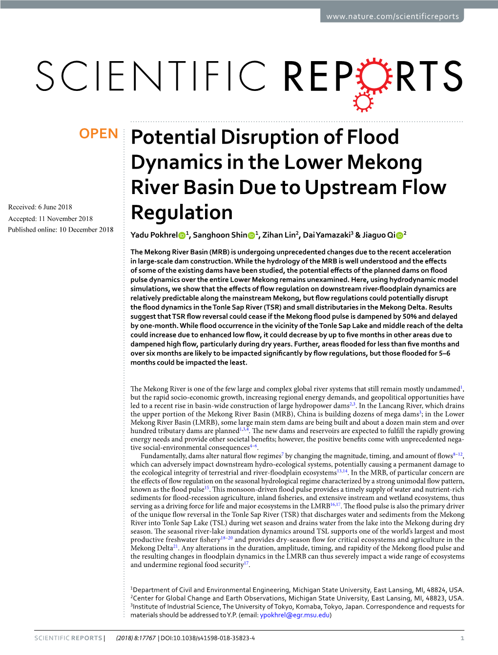 Potential Disruption of Flood Dynamics in the Lower Mekong
