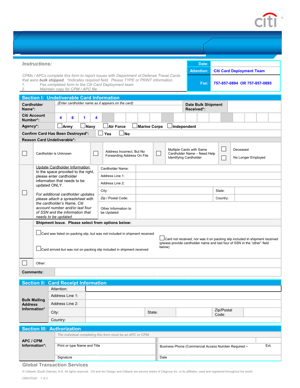 Citidirect Access Application