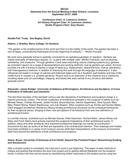 2008 SECAC Conference Abstracts